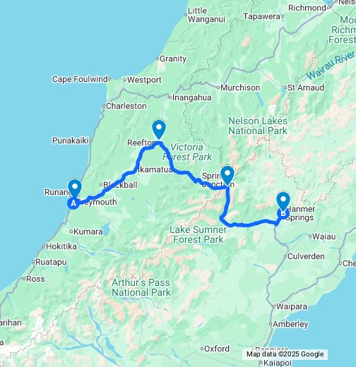 Hanmer Camp travel route Google My Maps